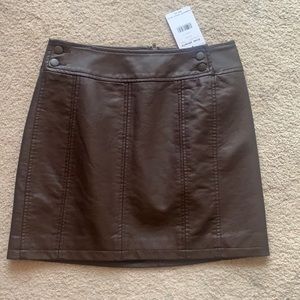 NWT Free people brown faux leather skirt